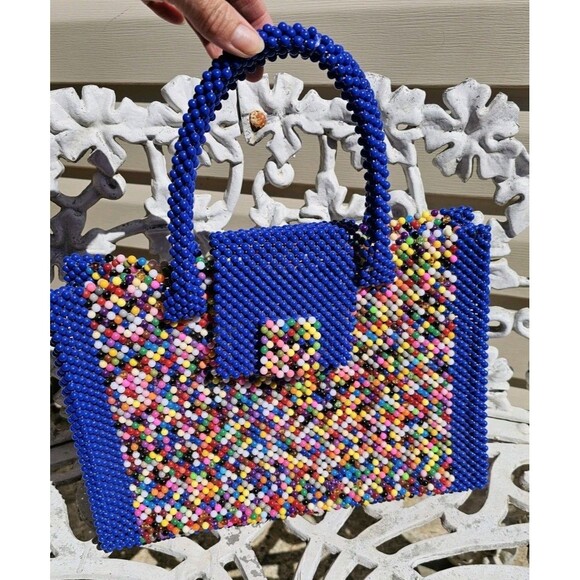 Handmade Multi-Colored Beaded Handbag EC! - Picture 3 of 12